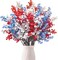 15 Pcs 4th of July Artificial Flowers Fake Patriotic Babys Breath Flowers for Independence Day Decor Blue White Red Silk Flowers for Memorial Day Floral Arrangement Home Wedding